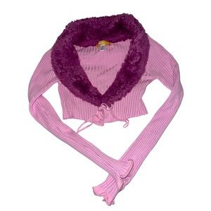 Urban outfitters mini faux fur cardigan Never worn💜